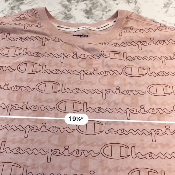Champion Retro Athletic pastel Pink Logo Crop Tee Shirt Size Medium - Picture 15 of 17